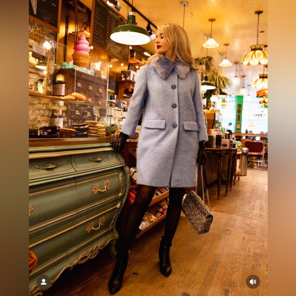 Kate spade Wild Ones Faux Fur Trim Coat Size 2 Like New. - Picture 7 of 8